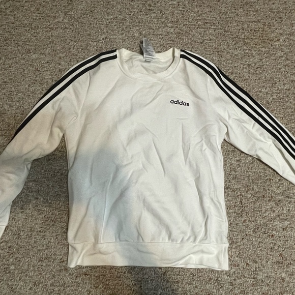 White Adidas Crewneck Pullover - Picture 1 of 2